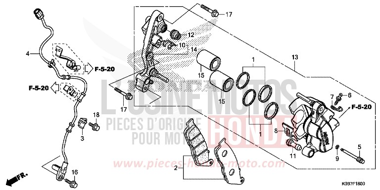 VORDERRAD-BREMSSATTEL von Forza 300 CRESCENT BLUE METALLIC (PB412) von 2019